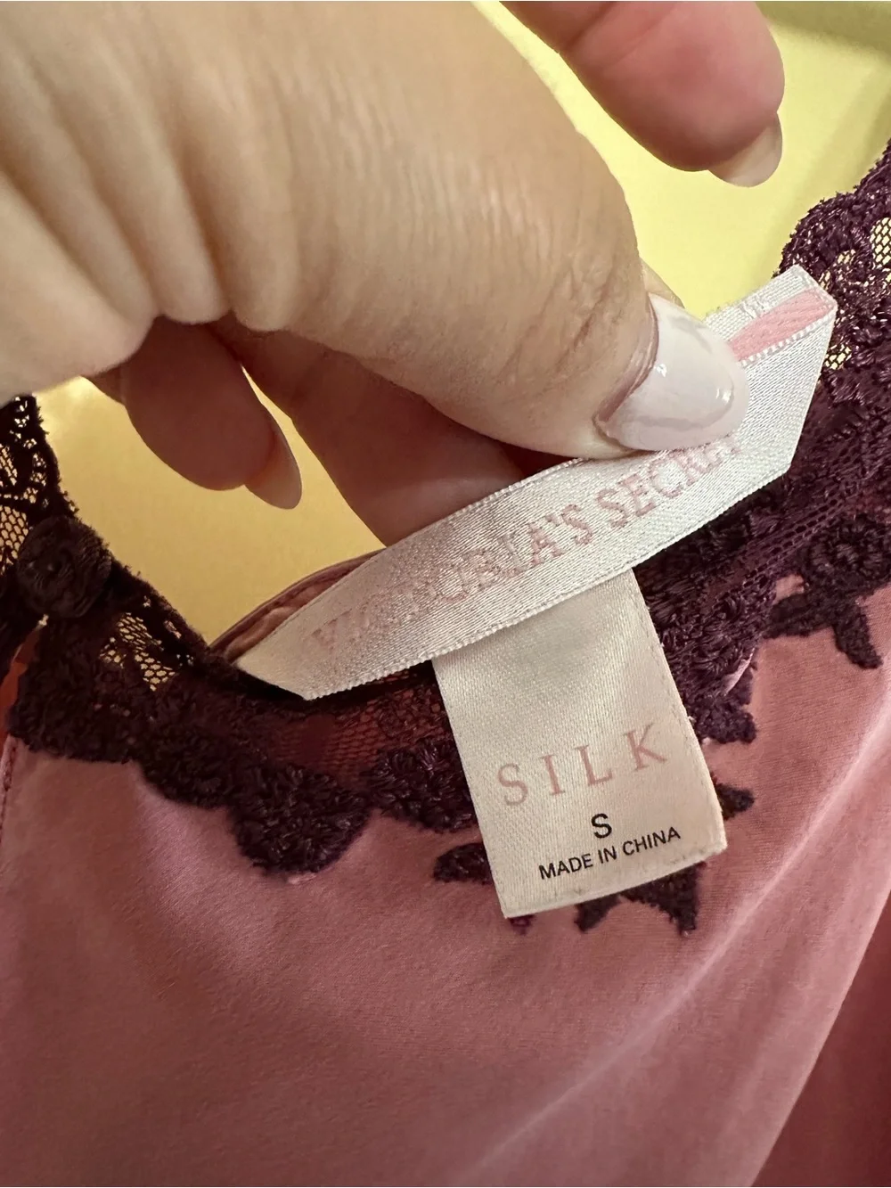 Victoria’s Secret 100% Silk Chemise Nightgown Women S Pink Lace - Picture 3 of 6